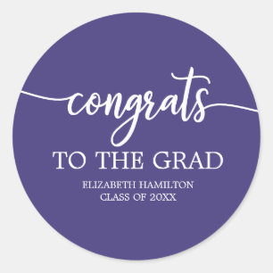 Congrats To The Grad Chic Calligraphy Graduation Classic Round Sticker