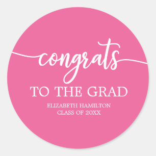 Congrats To The Grad Chic Calligraphy Graduation Classic Round Sticker