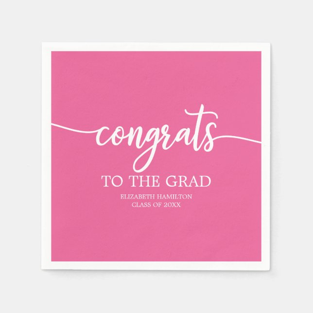 Congrats To The Grad Chic Calligraphy Graduation Napkin (Front)