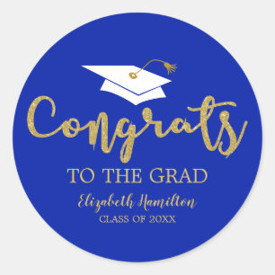 Congrats To The Grad Gold Glitter Chic Graduation  Classic Round Sticker