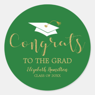Congrats To The Grad Gold Glitter Chic Graduation  Classic Round Sticker