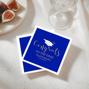 Congrats To The Grad Gold Glitter Graduation Napkin