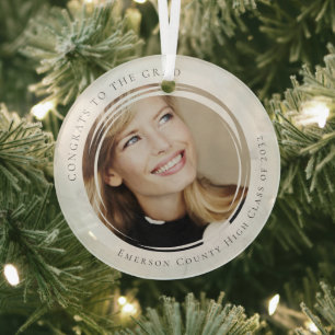 Congrats to the Grad Graduation Photo Glass Tree Decoration