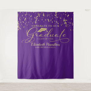Congrats To The Graduate Gold And Purple Backdrop Tapestry