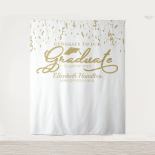 Congrats To The Graduate Gold And White Backdrop Tapestry
