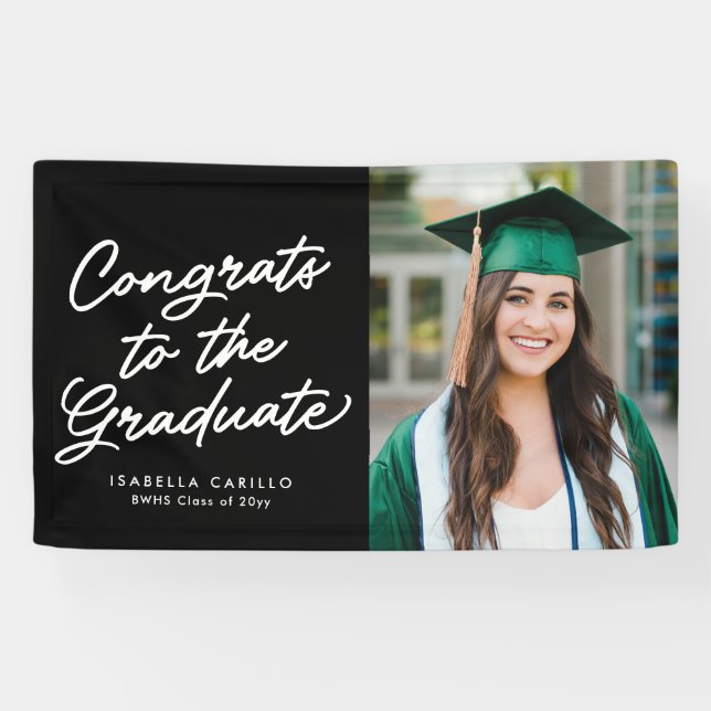 Congrats to the graduate simple photo graduation banner (Horizontal)