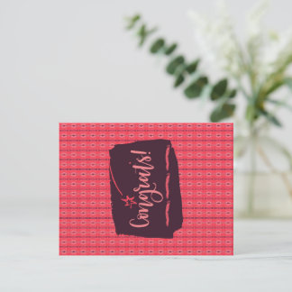 Congrats Vertical Stringed Ornaments Pink Pattern Postcard