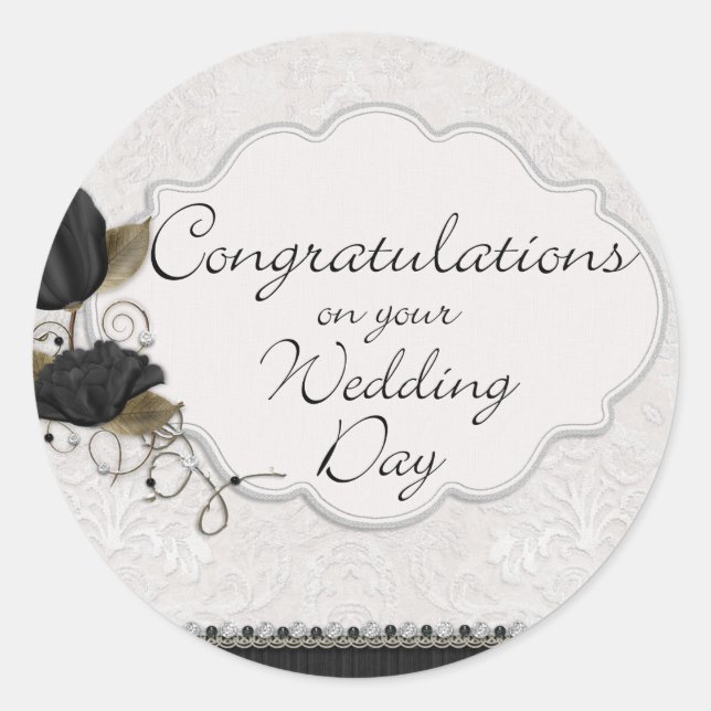 congrats wedding day classic round sticker (Front)