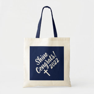 Congrats White Cross Time to Shine Graduation Blue Tote Bag