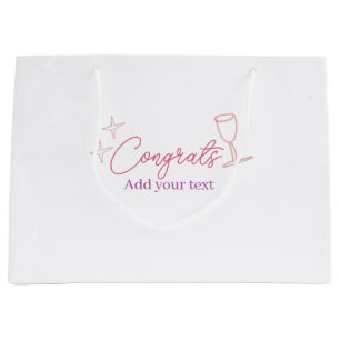 congrats wine glass stars pink pastel bold retro g large gift bag