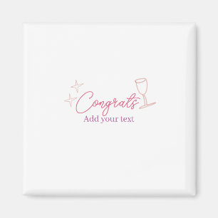 congrats wine glass stars pink pastel bold retro g magnet