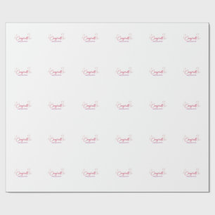 congrats wine glass stars pink pastel bold retro g wrapping paper