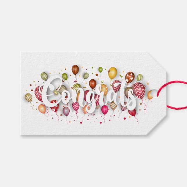 Congrats with Balloons Gift Tags (Front (Horizontal))