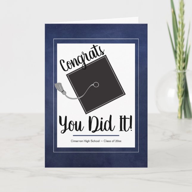 Congrats You Did It Grad Mortarboard and Script Card (Front)