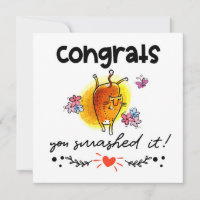 Congrats You Smashed It Cartoon Cat Humour Card
