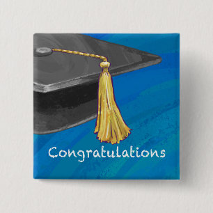 Congratulation Black and Blue 15 Cm Square Badge