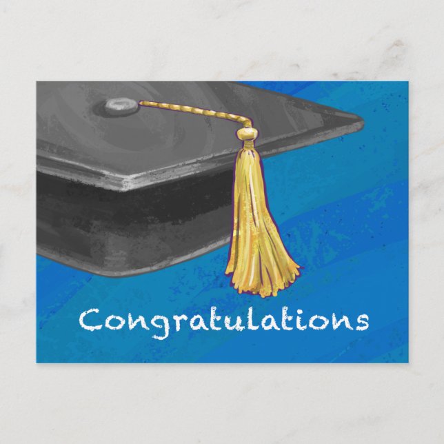 Congratulation Black and Blue Postcard (Front)