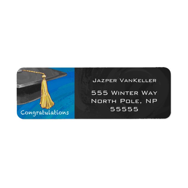 Congratulation Black and Blue Return Address Label (Front)