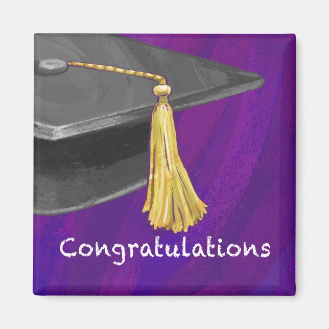 Congratulation Black and Purple Magnet (Front)