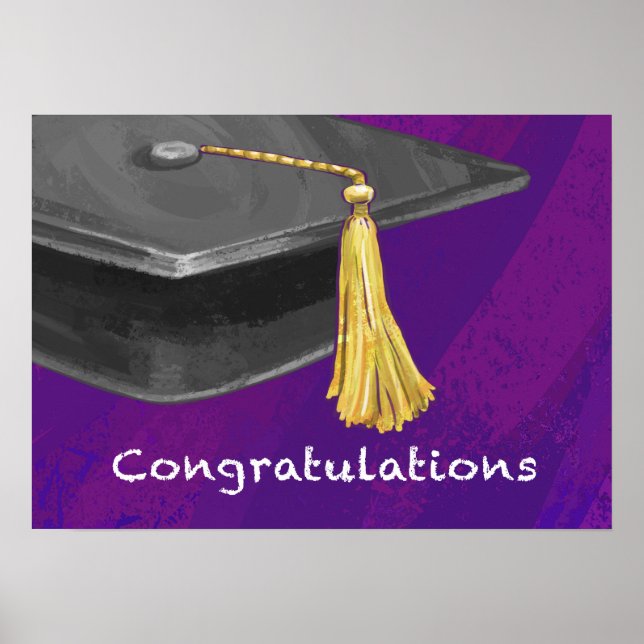 Congratulation Black and Purple Poster (Front)