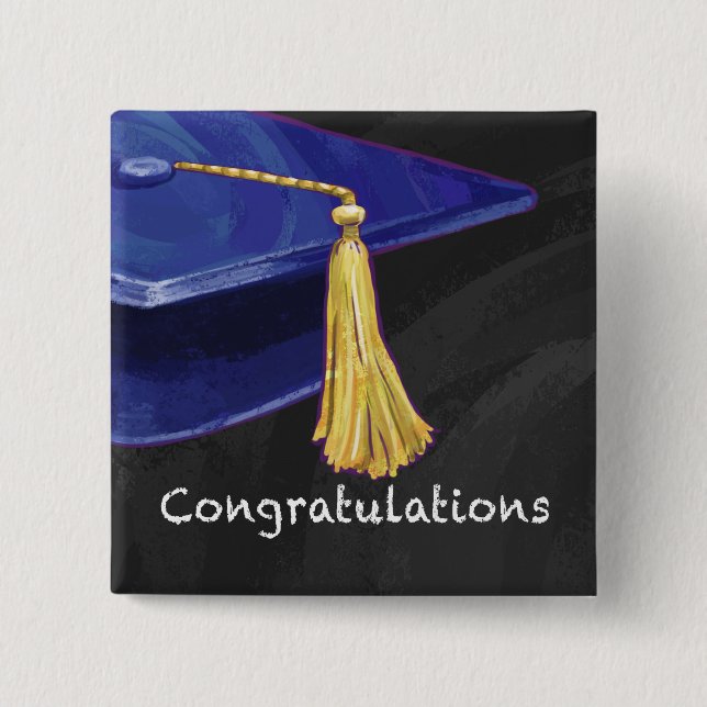 Congratulation Blue and Black 15 Cm Square Badge (Front)