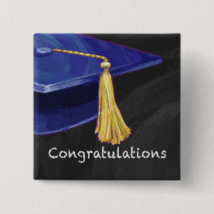 Congratulation Blue and Black 15 Cm Square Badge