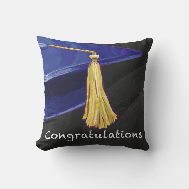 Congratulation Blue and Black Cushion (Front)