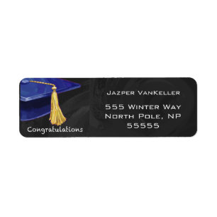 Congratulation Blue and Black Return Address Label
