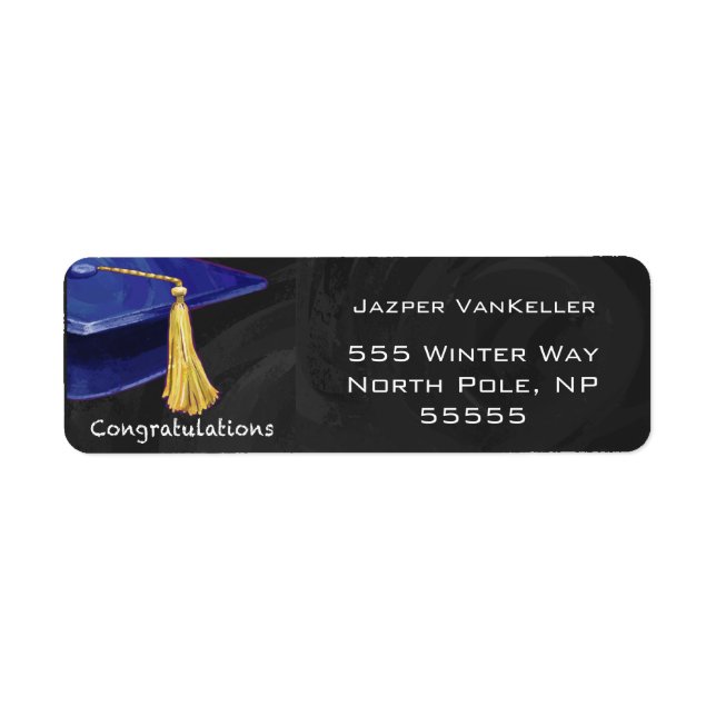 Congratulation Blue and Black Return Address Label (Front)