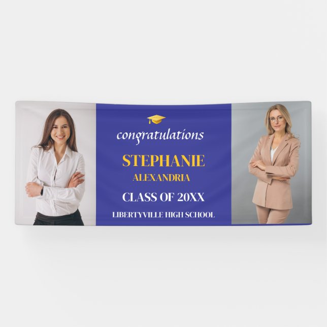 Congratulation GRADS 2 Photos Script Your Colour Banner (Horizontal)