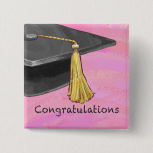 Congratulation Graduate Black and Pink 15 Cm Square Badge