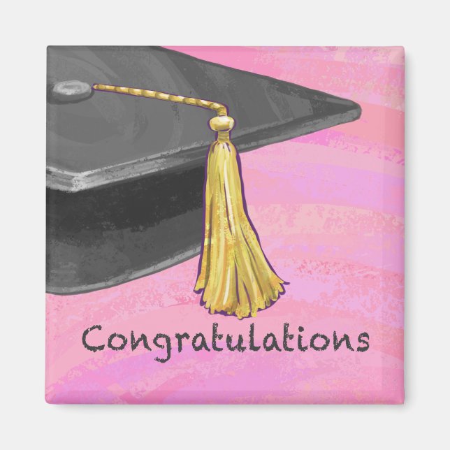 Congratulation Graduate Black and Pink Magnet (Front)
