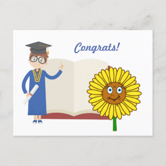 Congratulation Graduation Sun Flower Postcard