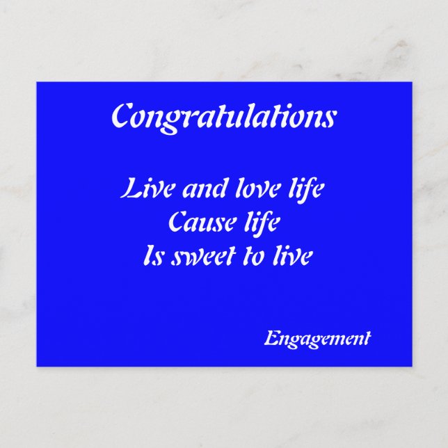 Congratulation on your engagement  postcards (Front)