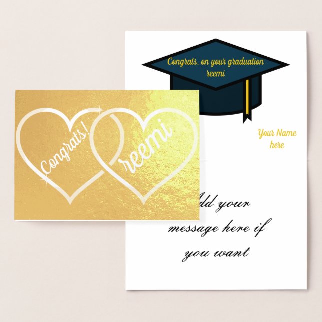 congratulation sweet graduation messages gold foil card (Display)