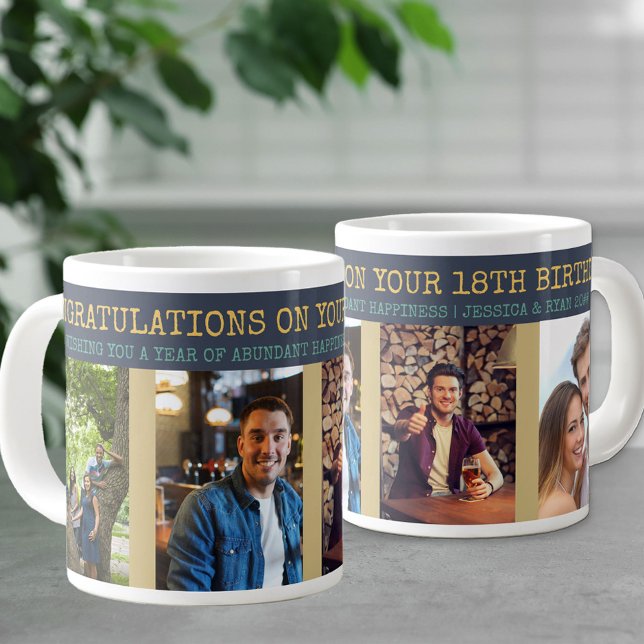 Congratulations 18th Birthday 4 Photo Large Coffee Mug (Creator Uploaded)