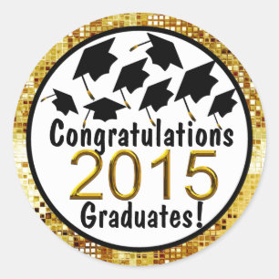 Congratulations 2015 Graduatates Sparkling Gold Classic Round Sticker