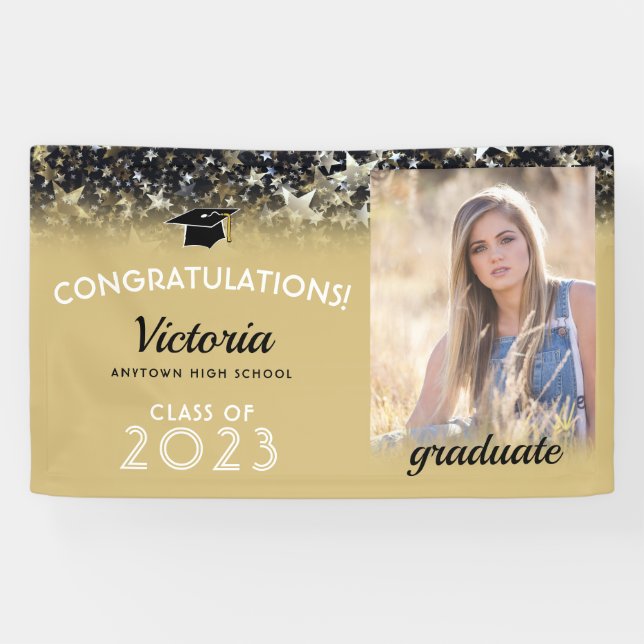 Congratulations 2023 Graduate Gold Photo Banner (Horizontal)