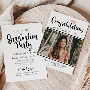 Congratulations 2024 Rose Gold Graduation Photo Invitation