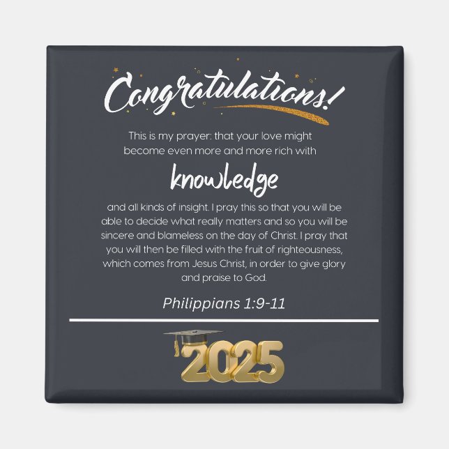 Congratulations 2025 Philippians 1:9-11 Christian Magnet (Front)