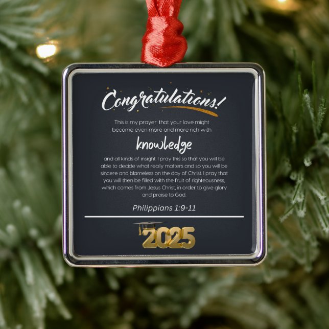Congratulations 2025 Philippians 1:9-11 Christian Metal Ornament (Tree)