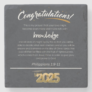 Congratulations 2025 Philippians 1:9-11 Christian Stone Coaster