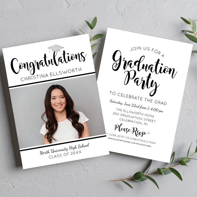 Congratulations 2025 Silver Graduation Photo Invitation (Creator Uploaded)