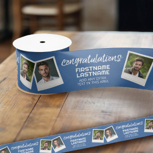 Congratulations 2 photo Collage - Can edit colour Satin Ribbon