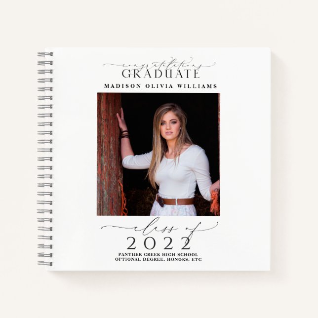 Congratulations 2 Photo Graduation Keepsake Guest Notebook (Front)