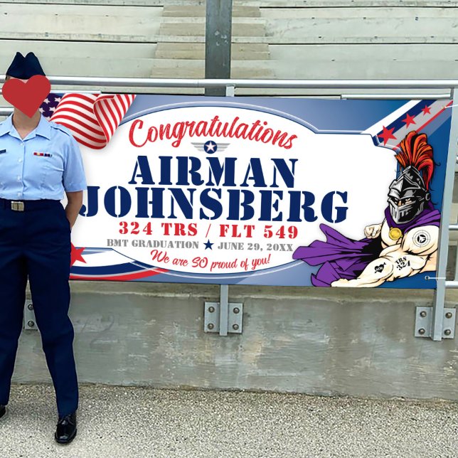 Congratulations 324 Knights AirForce Graduation Banner (Air Force, Graduation Vinyl Banner, 324 TRS Knights mascot, BMT Basic Training, Airman Graduation)