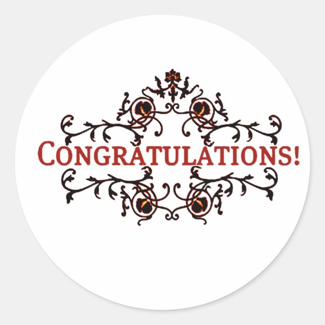 Congratulations 3 classic round sticker (Front)