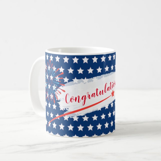Congratulations 4th of July American USA Flag Coffee Mug (Front Left)