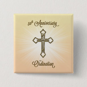 Congratulations 50th Ordination Anniversary 15 Cm Square Badge