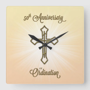 Congratulations 50th Ordination Anniversary Square Wall Clock